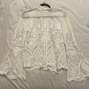 Lace bell-sleeve blouse